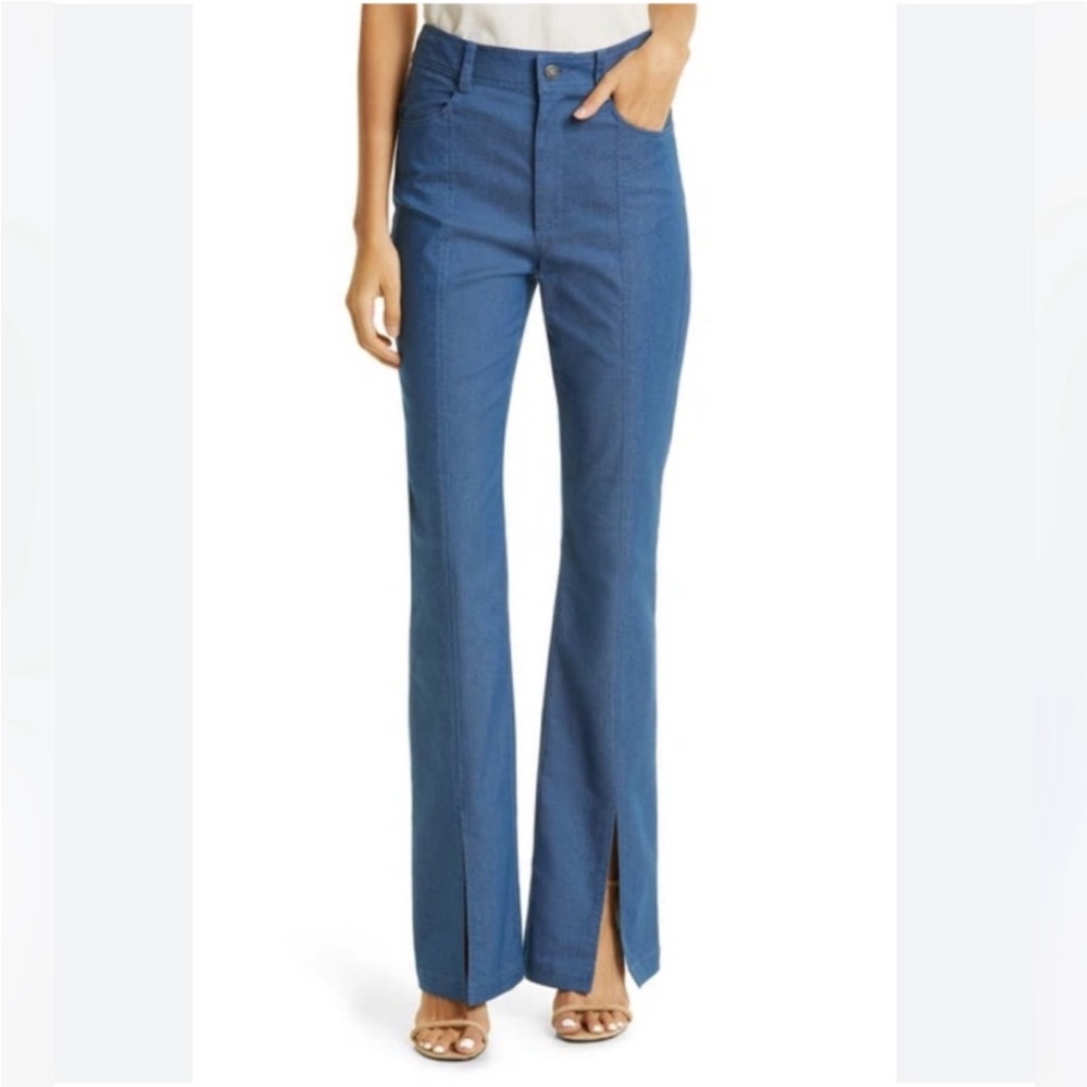 cinq a sept Blue Boot-Cut Flare Pants with Front Slit